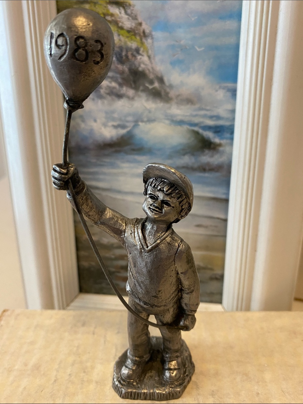 Michael Ricker Signed Pewter 5.5" Statue - Boy with balloon 1980’s